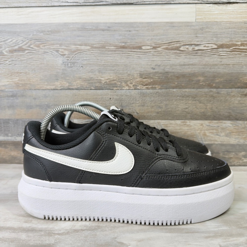Nike Court Vision Alta Womens Size 9.5 Sneakers Platform Leather Black White